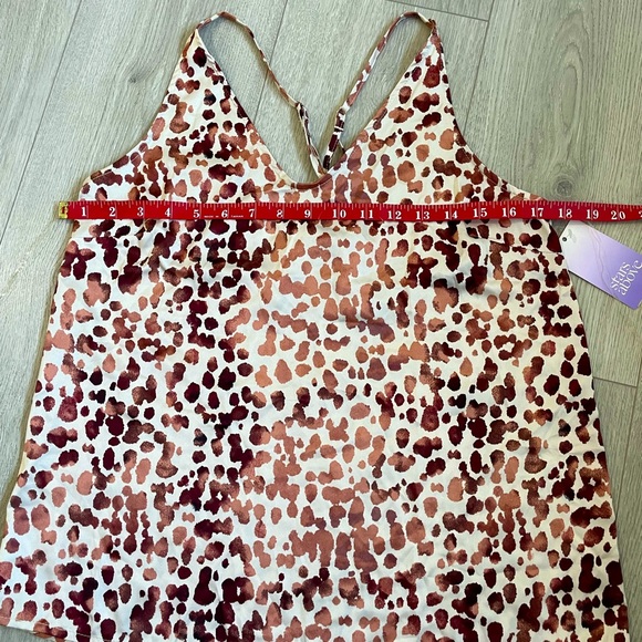 Satin Pajama Sexy Top XS Tank Top Giraffe Beige Brown Print NWT - Picture 9 of 11